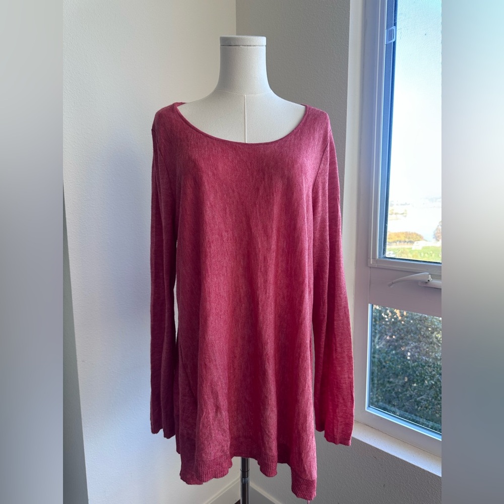 Eileen Fisher Red Merino Alpaca Blend Boatneck Sweater XL